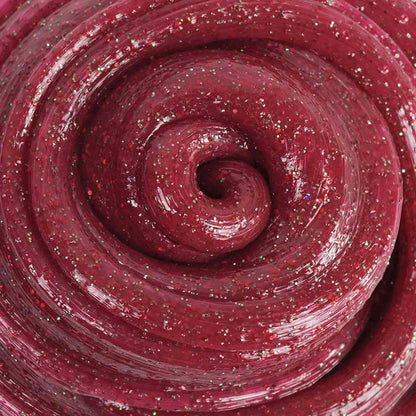 Close up texture of red sparkle putty.